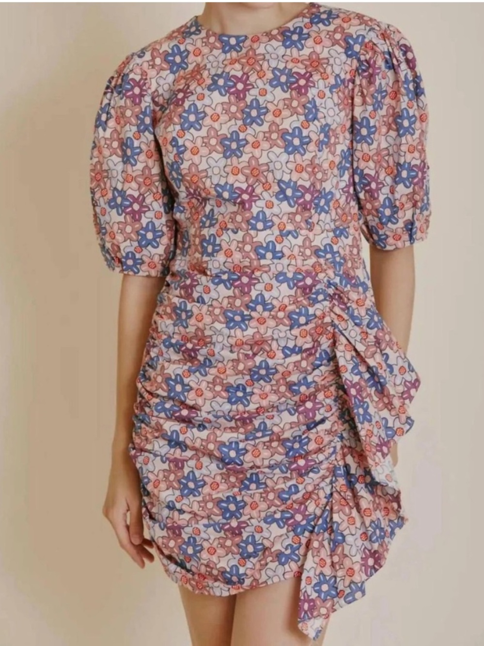 Aureum Floral Puff Sleeve Sash Dress